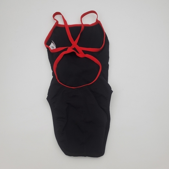 Speedo endurance 819016 red black one piece open back swimsuit size 26/0 - Picture 2 of 7